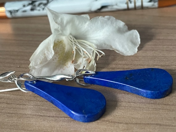 Beautiful  Lapislazuli Earrings handmade in silver 925 sterling
