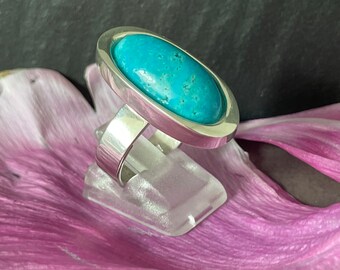 Real turquoise Ring in silver (925) sterling