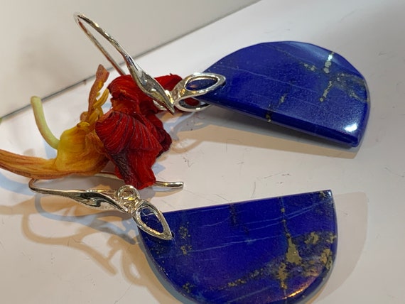 Beautiful  Lapislazuli Earrings handmade in silver 925 sterling