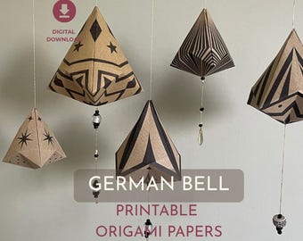 Printable origami paper for German Bell folded paper decoration