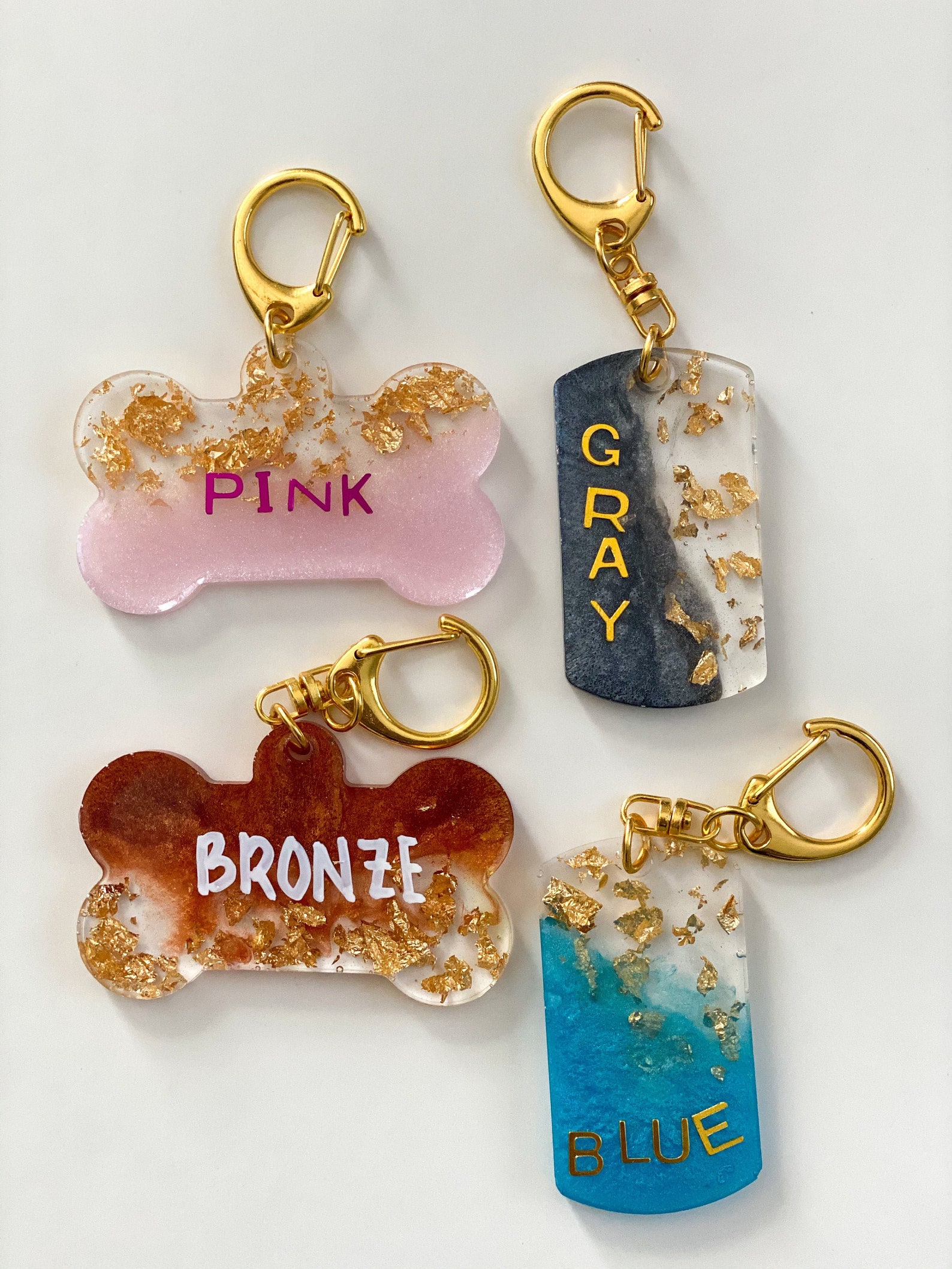 Resin Dog tag Gold Flakes Tag Pet ID Dog accessories Etsy