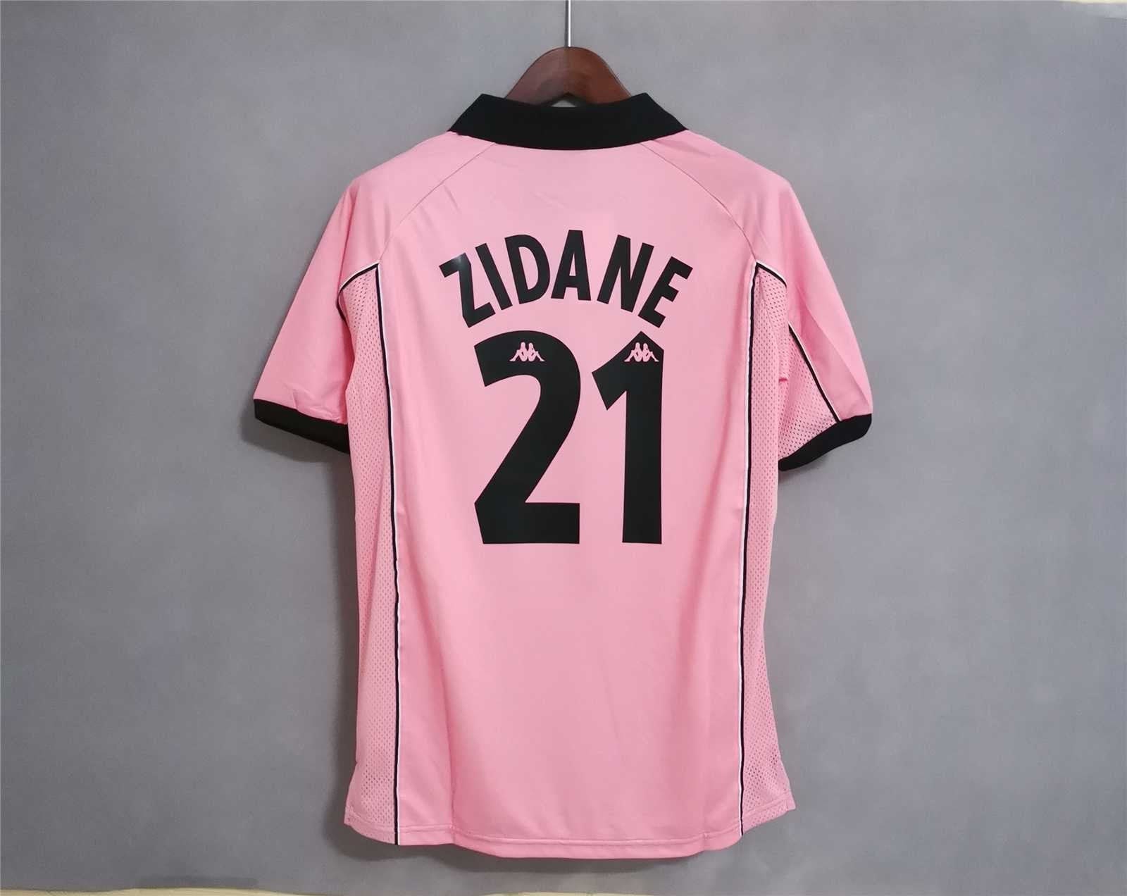 Juventus 199798 Zidane 21 Retro Jersey Away Shirt Pink Etsy