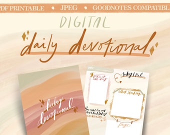 digital daily devotional journal, instant download printable devotional planner, goodnotes christian journal, digital faith notebook