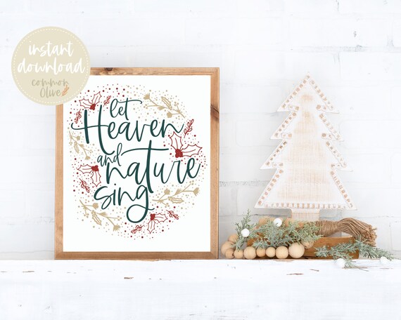 Let Heaven and Nature Sing Printable Holiday Decor Modern | Etsy