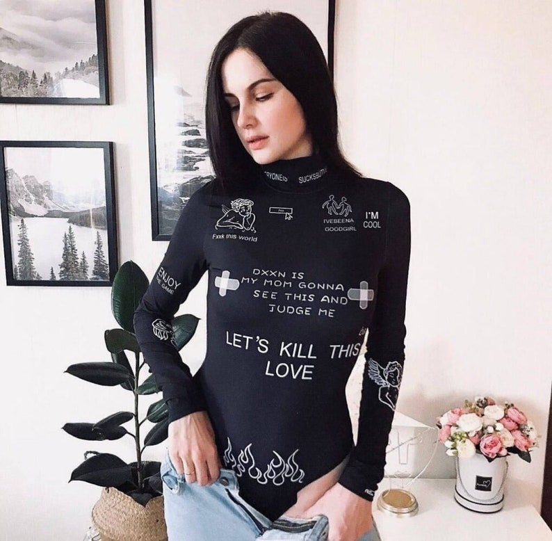 Casual Suit Sexy Bodysuit Bodysuit With A Pattern Long Sleeve Bodysuit Leisure Suit Sport Stylish Womans Bodysuit