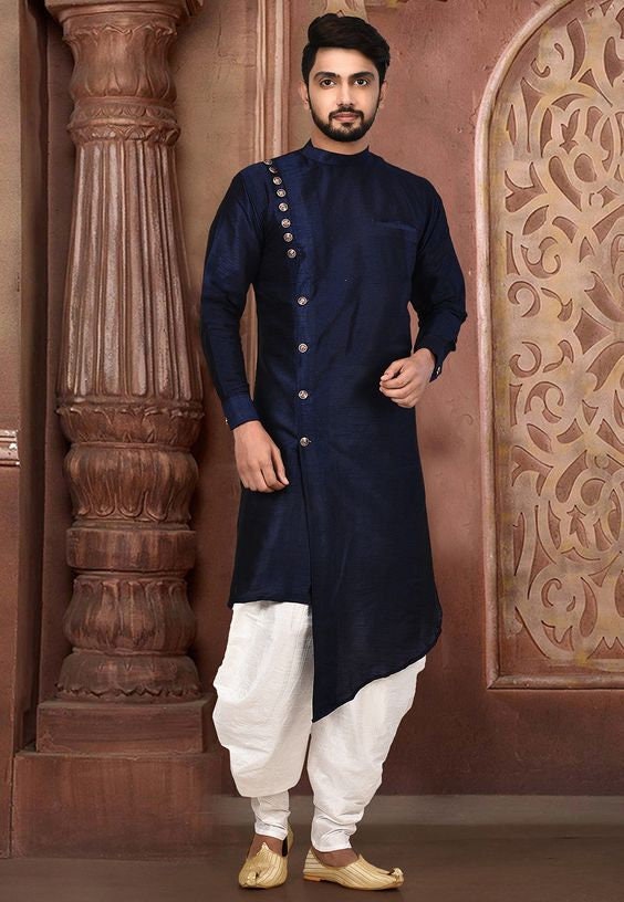 Indian Men's Ethnic Clothing Set Cotton Kurta Dhoti Pant Etsy