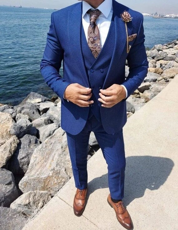 Men's Two Piece Suit Wedding Suit Royal Blue Slim Fit Suits Dinner Suit  Bespoke Tailoring