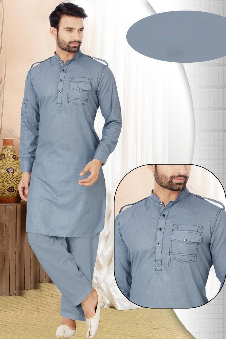 gray color pathani suit