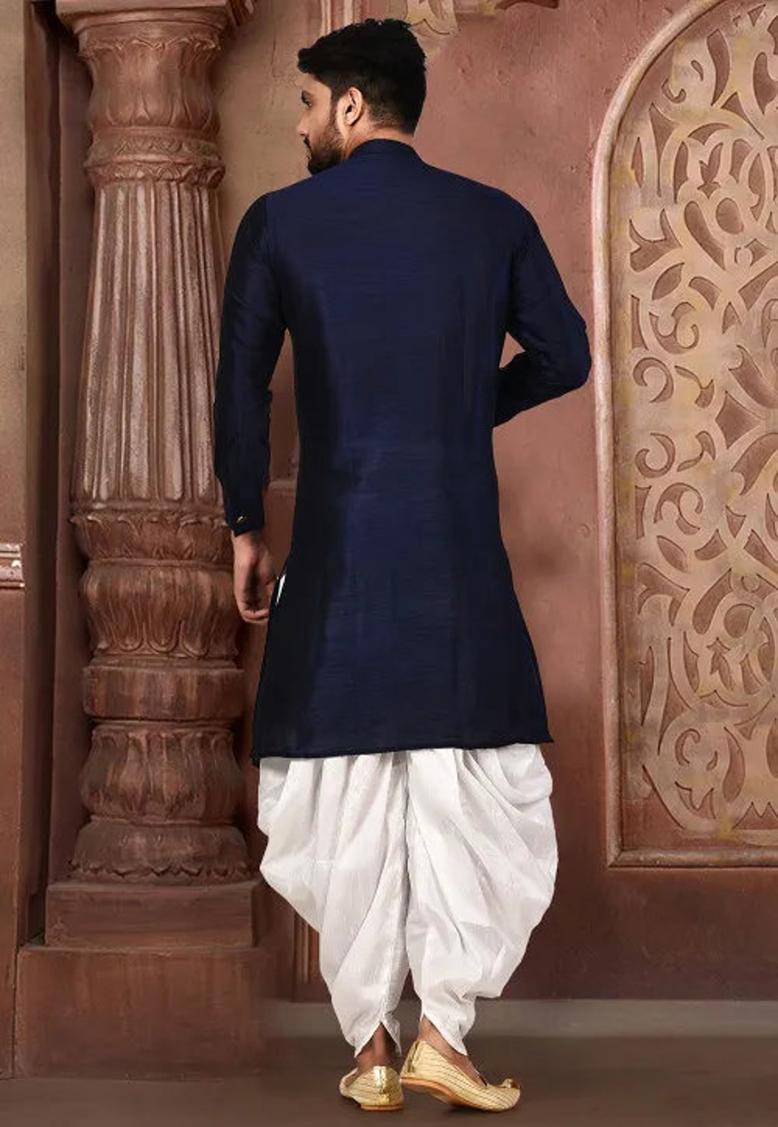 Indian Men's Ethnic Clothing Set Cotton Kurta Dhoti Pant Etsy