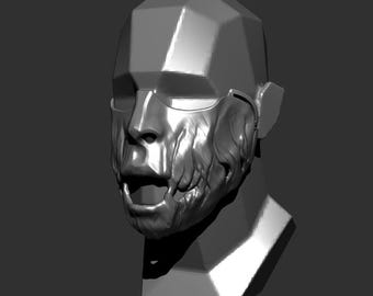 Máscara de boca rota (media máscara). Máscara de fantasma para Halloween y cosplay. Fácil de imprimir.