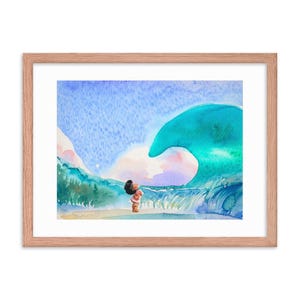 El océano me eligió - Acuarela impresionista inspirada en Moana de Disney - Impresión artística enmarcada de 45 x 60 cm