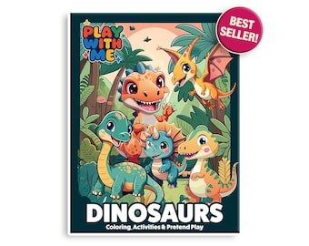 Paquete de actividades de dinosaurios: páginas para colorear, origami, juegos (imprimibles en PDF) de 3 a 7 años
