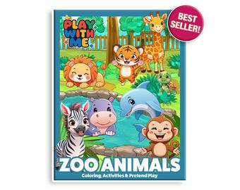 Paquete de actividades de animales del zoológico: colorear, origami, juegos (imprimibles en PDF) de 3 a 7 años