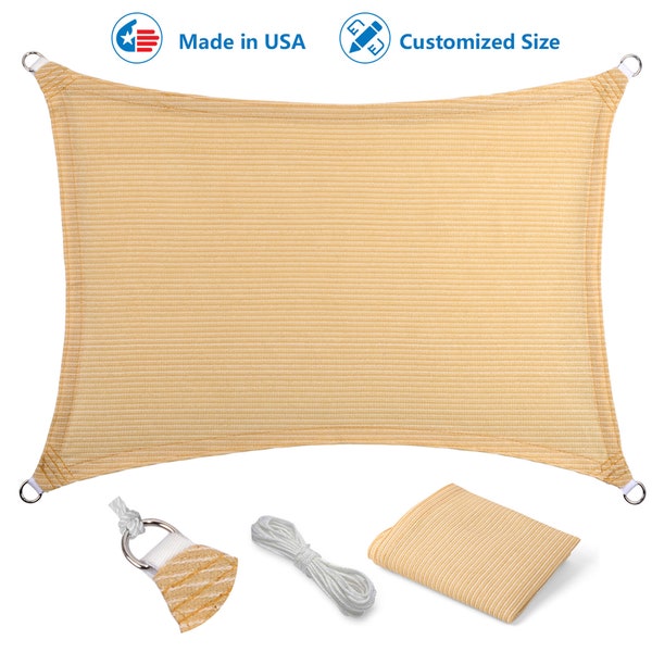 Sun Shade Sail Rectangular Outdoor with Durable Air-Permeable UV Block Canopy Fabric Material for Garden, Patio, Swimming Pool, Backyard