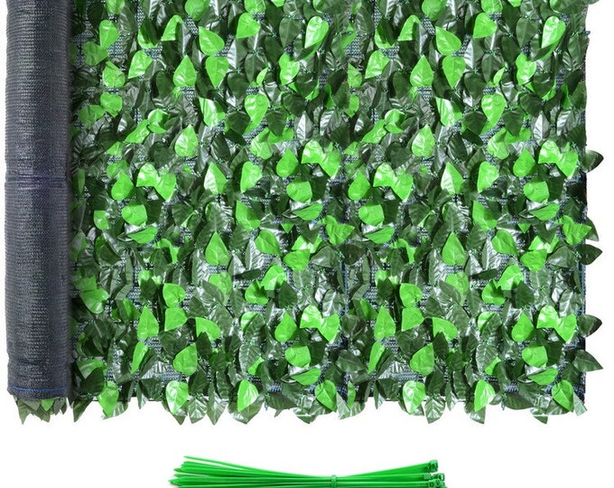 Coarbor 4'x4' Artificial Ivy Privacy Fence Screen Faux Laurel Leaves Hedge Panels Wall Decorative For Backyard Deck Patio Balcony Garden (Light Green