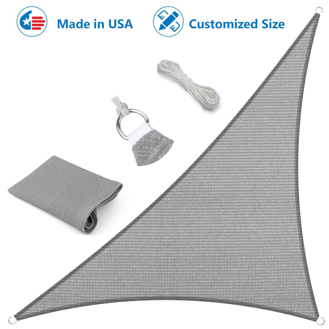 thumbnail image 2 of TANG 180GSM Gray Triangle Sun Shade Sail - Permeable Canopy Cover For Garden/Pool W/ Hardware Kit 2 of 6