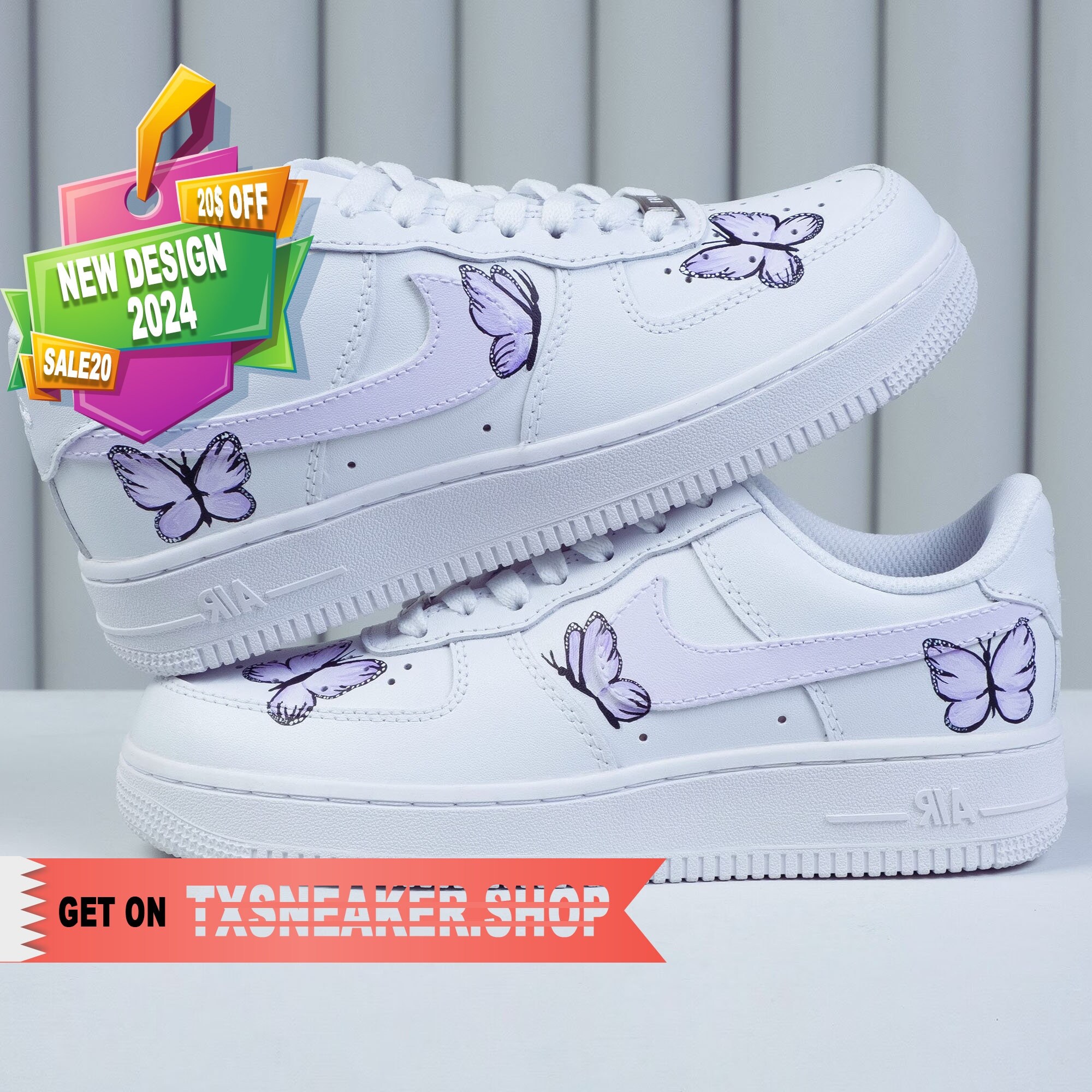 purple butterfly air force ones