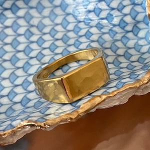 24K Pure Solid Gold Hand Forged Traditional &quot;Flat Top&quot; Signet Ring_MADE TO ORDER