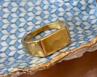 24K Traditional "Flat Top" Signet Ring | Hand-Forged | 99.99% High Purity Solid Gold