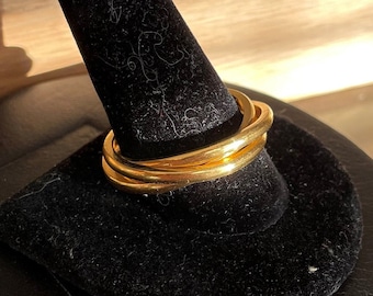 24K Pure Solid Gold Hand Forged Trinity Rolling Ring_MADE TO ORDER