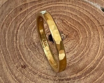 24K Band Ring | Hand-Forged | 99.99% High Purity Solid Gold
