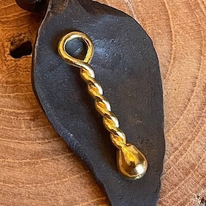 24K Pure Solid Gold Hand Forged Twist Pendant_MADE TO ORDER