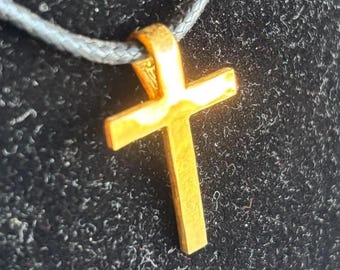 24K Cross Pendant | Hand-Forged | 99.99% High Purity Solid Gold