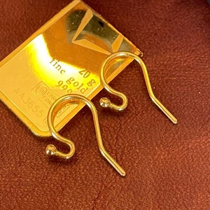 24K Pure Solid Gold Hand Forged Hook Earrings