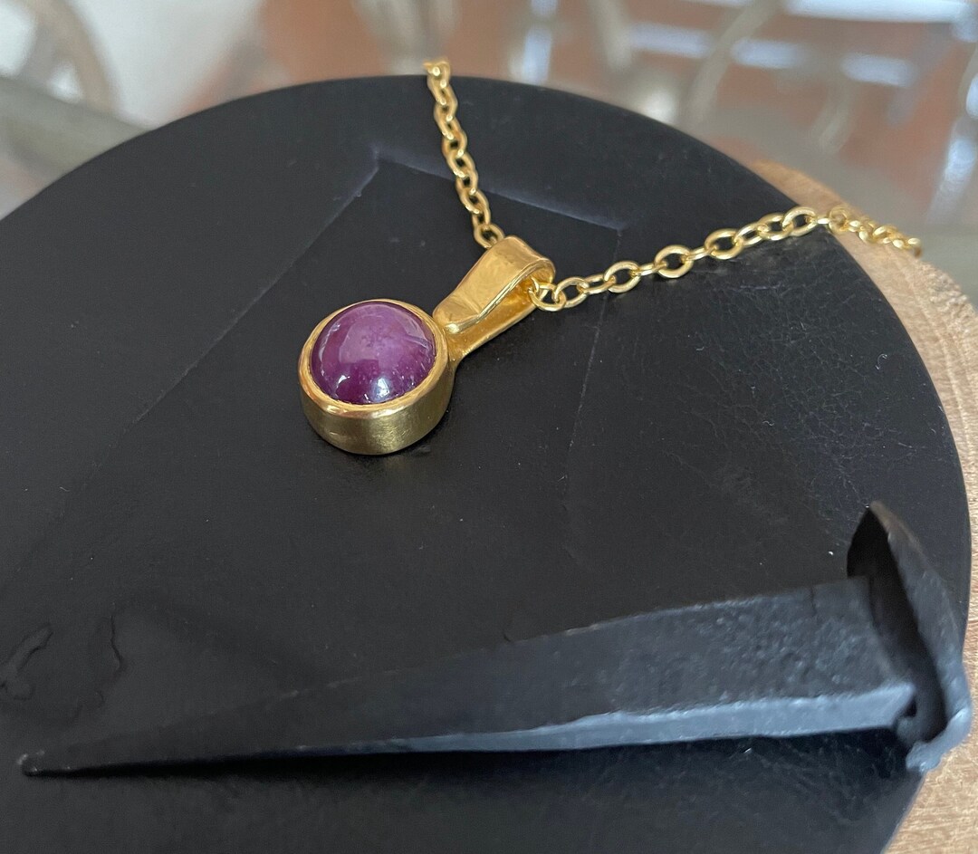 Ruby Purity 24K Cabochon Star Ruby Pendant | Hand-forged | 99.99% High Purity Solid ...