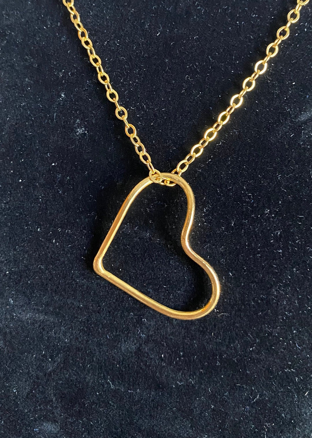 24K Pure Solid Gold Hand Forged Large Heart Pendant - Etsy