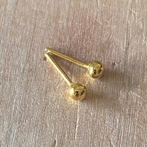 24K Pure Solid Gold Hand Forged 3.4+mm Ball Earring Studs