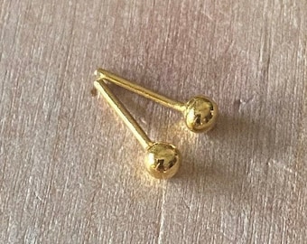 24K Pure Solid Gold Hand Forged 3.4+mm Ball Earring Studs