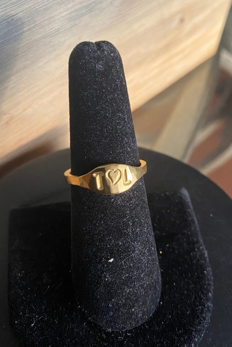 24K Pure Solid Gold Signet Ring Custom Stamp Design MADE TO - Etsy