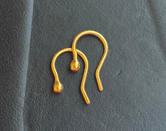 24K Pure Solid Gold Hand Forged Earrings