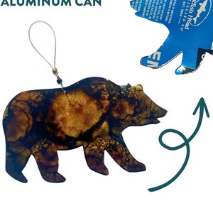 Brown BEAR ornament: recycled aluminum can ornament- black bear ornament