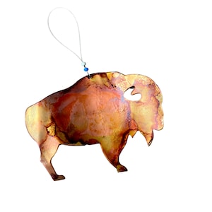 BISON ornament- national park ornament- Wyoming ornament- Montana Ornament- Recycled Can ornament - national park souvenir