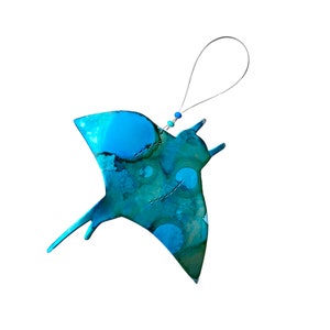Recycled Aluminum Can Manta Ray Ornament - Upcycled Ocean Decor