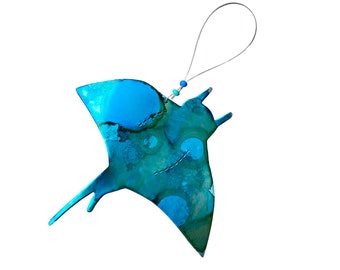 MANTA RAY ornament - recycled aluminum can ornament- ocean life ornament