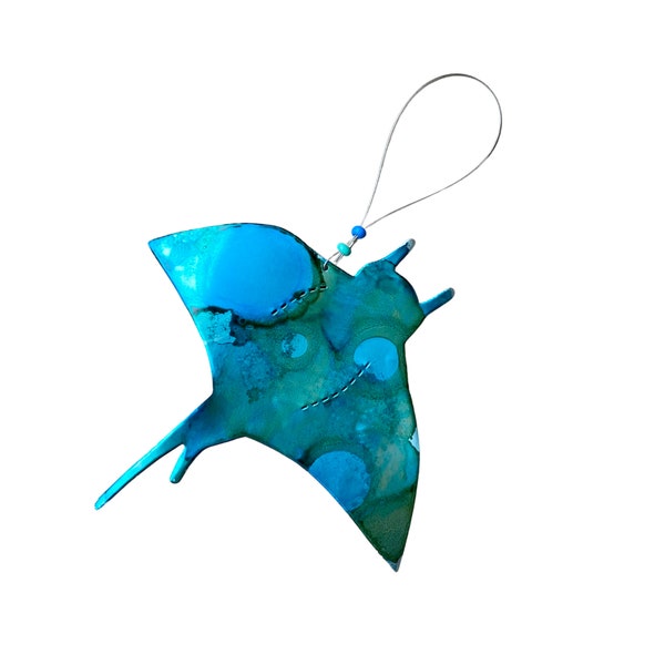 MANTA RAY ornament - recycled aluminum can ornament- ocean life ornament