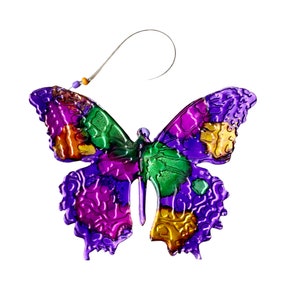 BUTTERFLY ornament- upcycled + repurposed aluminum can- purple butterfly
