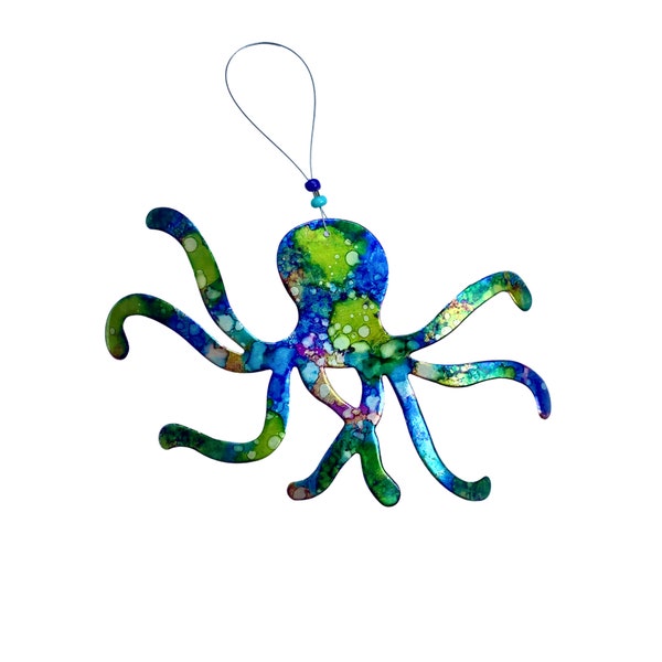 OCTOPUS ornament - recycled aluminum can ornament- octopus can ornament-