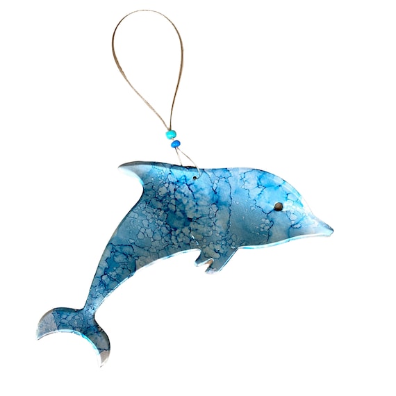 Upcycled Aluminum Can Dolphin Ornament – Hand-Painted Florida Souvenir