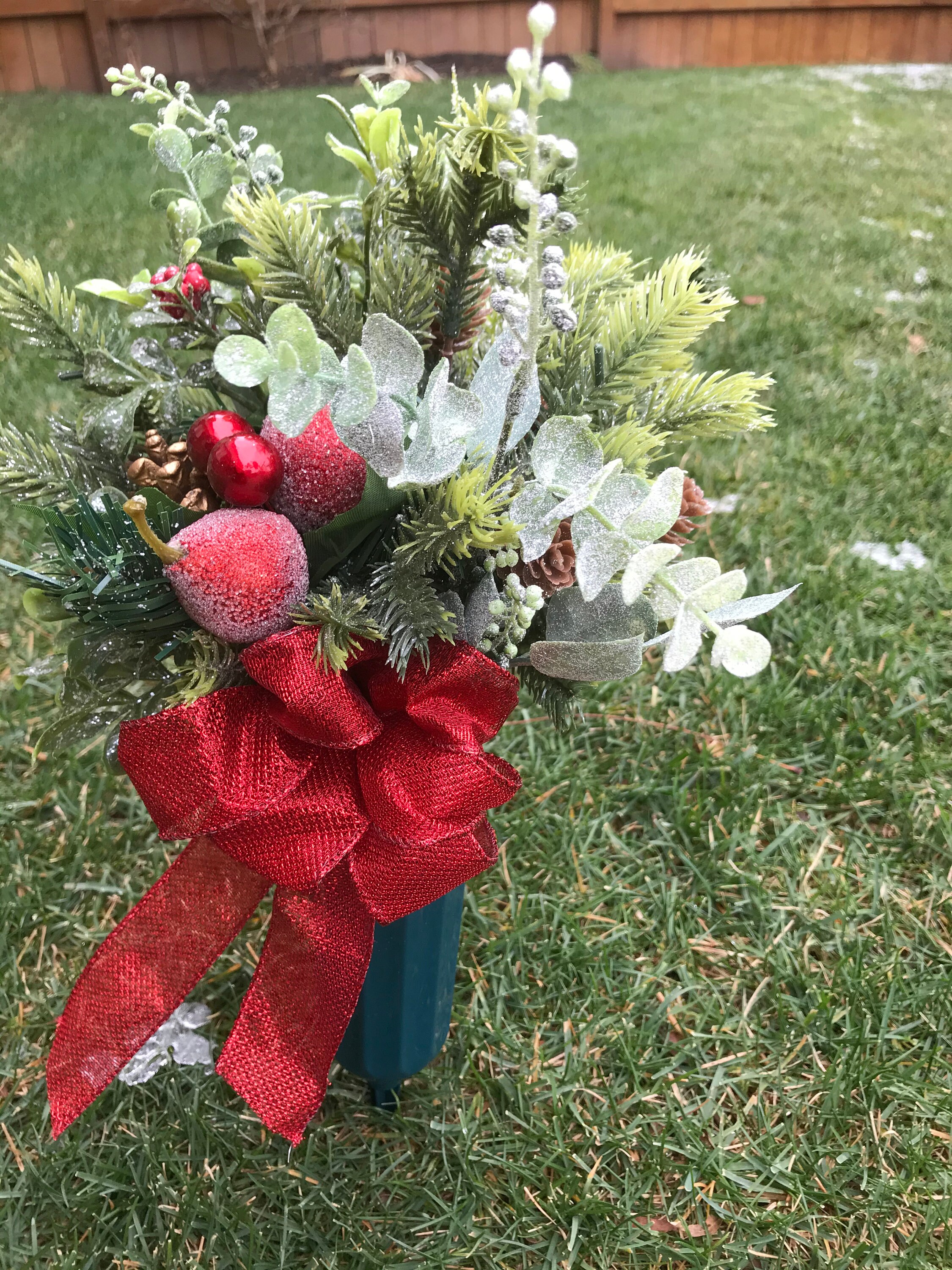 Cemetery Flowers Cemetery Christmas Vase Artificial Floral Etsy Canada