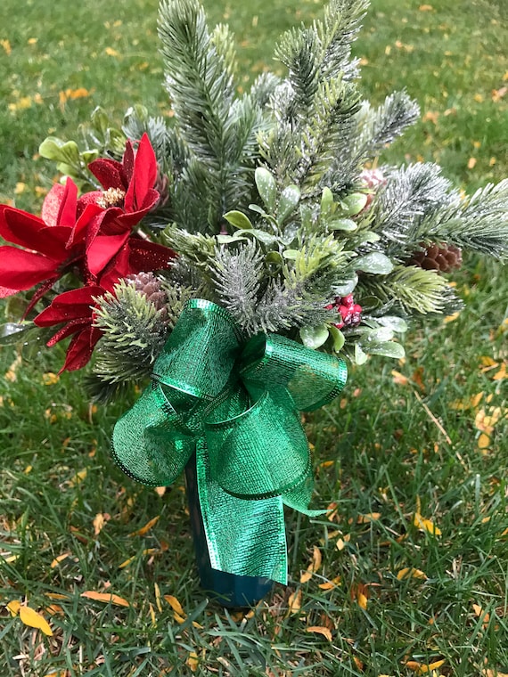 Cemetery Flowers Cemetery Christmas Vase Artificial Flowers Etsy