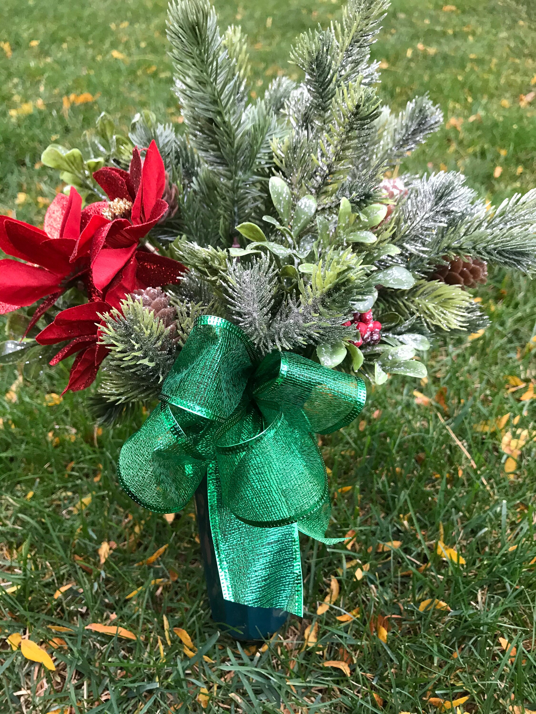 Cemetery Flowers Cemetery Christmas Vase Artificial Flowers Etsy