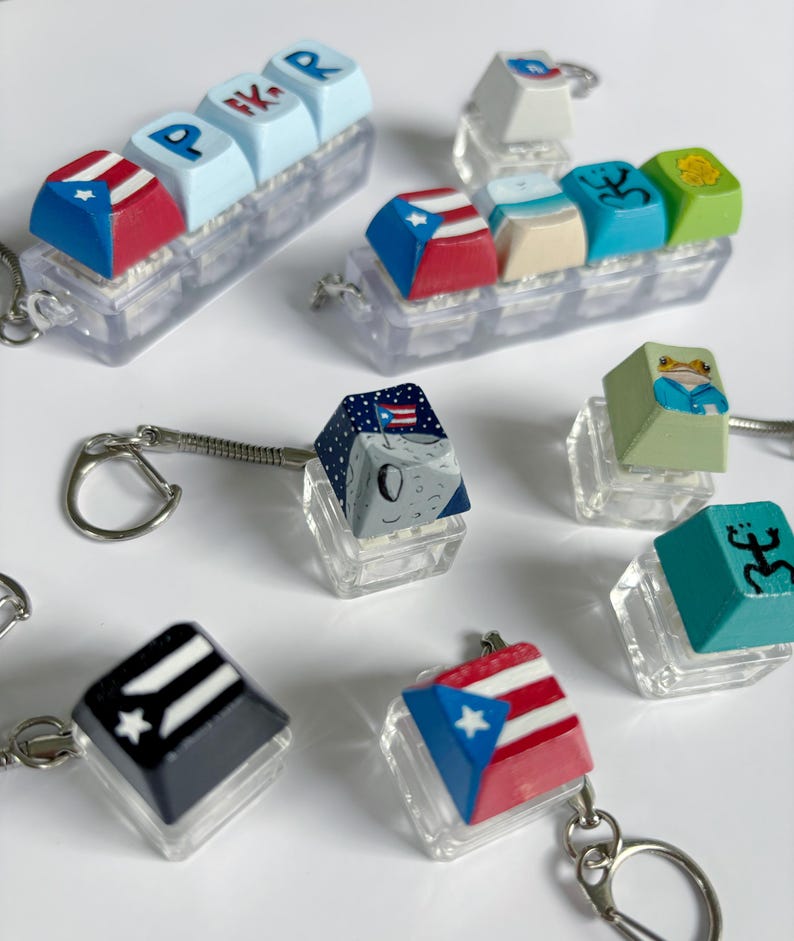 Puerto Rico Themed Keyboard Keycap Keychain | Stress Relief Fidget Toy ...