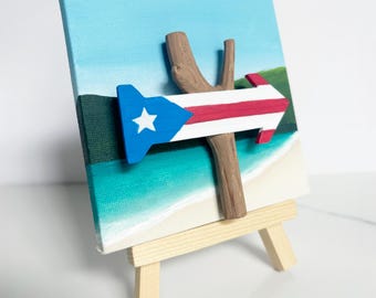 Arte 3D de playa de Puerto Rico / Caballete incluido