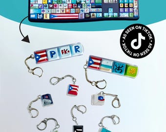 Llavero con teclado con temática de Puerto Rico / Juguete antiestrés / Teclas pintadas a mano
