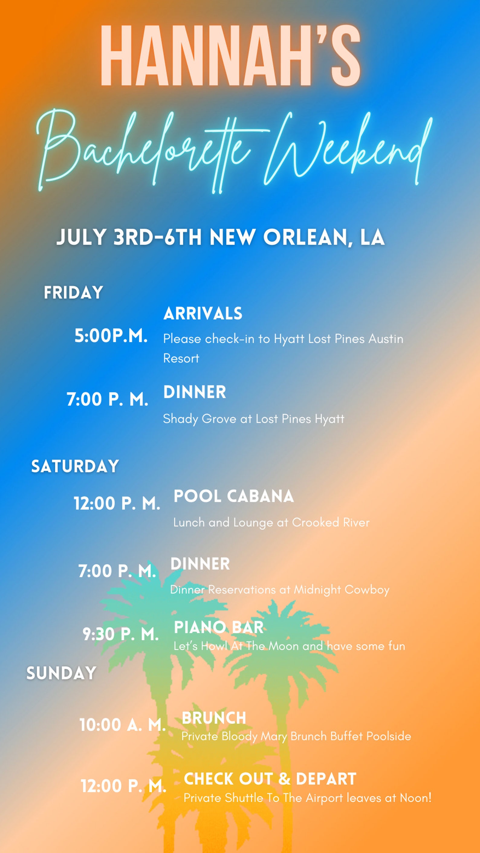 Weekend Itinerary Template Digital Schedule Wedding Weekend Etsy