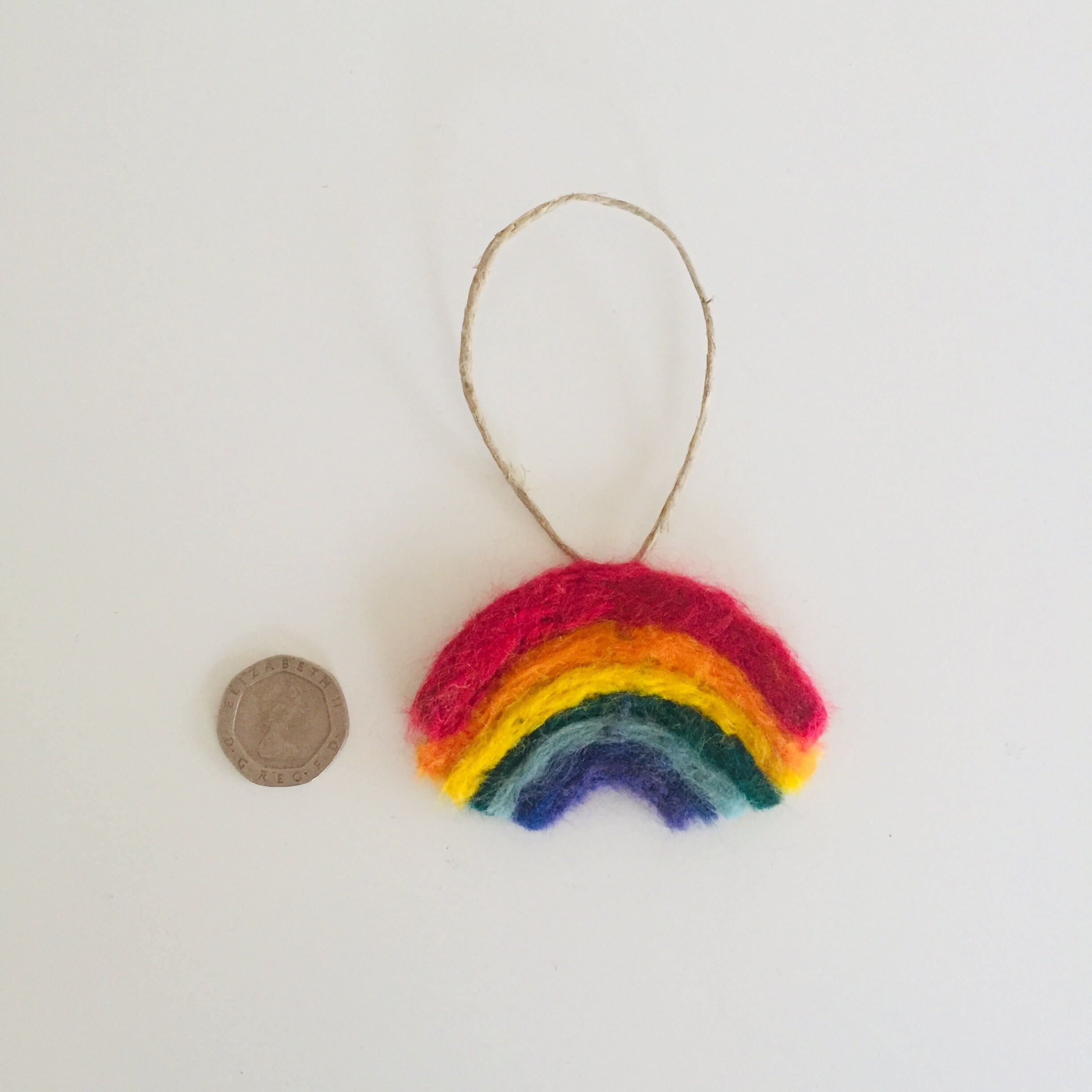 Little hanging needle felted rainbow. Perfect as a gift for a Etsy